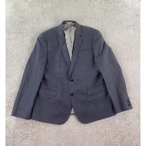 Express Sport Coat 44 R Blue Linen Cotton Solid Fitted Photographer Premium